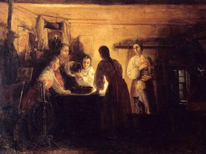 «Гадание на святках». Андрей Рябушкин, 1881