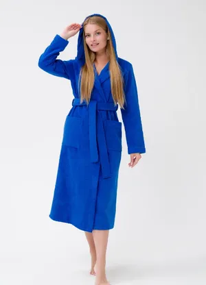 Женский халат с капюшоном синий МЗ-06 (89)