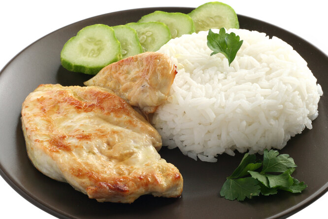 Варёная курица и рис из меню диеты зигзаг