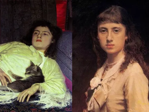 Портреты дочери Софии: «Девушка с кошкой» (1882) и Портрет дочери художника Софьи Крамской (1882)