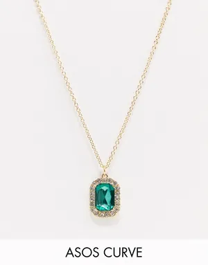 Ожерелье с зеленой подвеской-камнем Curve, Asos Design, 450 руб.