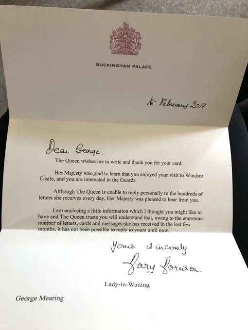 Ответ из Букингемского дворца от королевы
