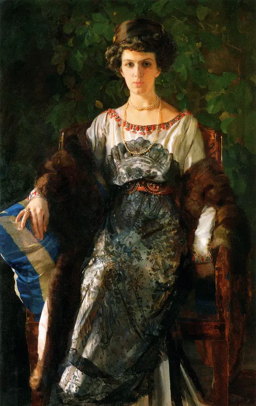 Портрет работы К. А. Сомова, 1911 г. Е. П. Носова в платье мастерской Надежды Ламановой
