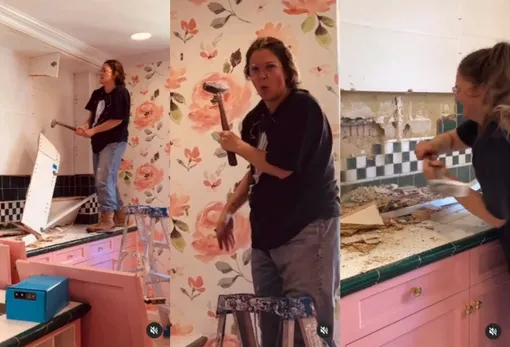 До переделки кухня актрисы пестрела яркими розовыми и персиковыми тонами