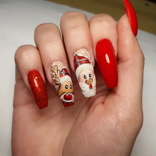 Рождественские рисунки на ногтях фото