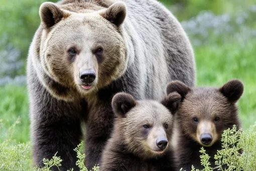 Пропавшая лайка нашла себе новую семью — медведицу с детёнышами