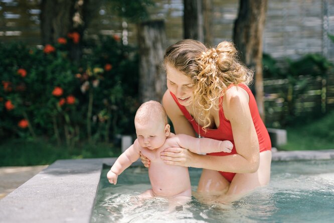 мама, ребенок, бассейн