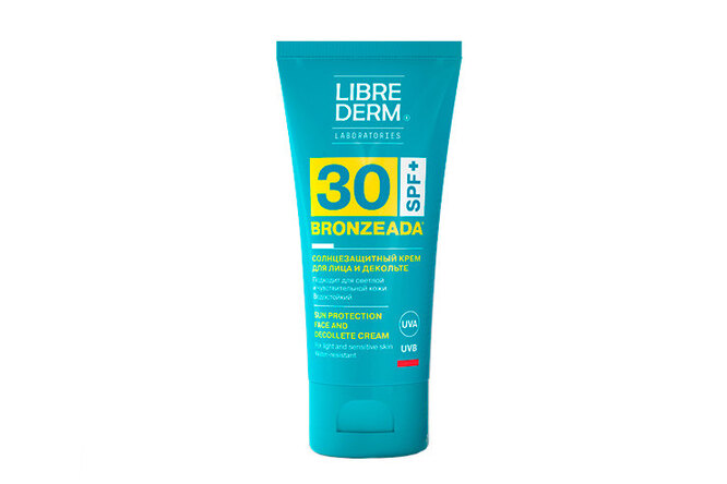 Солнцезащитный крем для лица и зоны декольте SPF 30 Bronzeada от Librederm