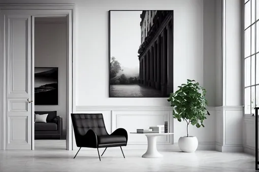 Чтобы черно-белый интерьер не выглядел холодным, дизайнеры советуют украсить его комнатными растениями