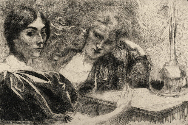 рисунок двух женщин времен викторианской Англии