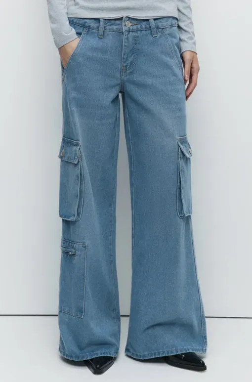 Широкие джинсы с низкой посадкой — мода 2024