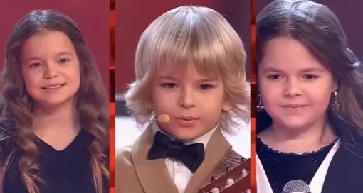 фото: кадр из шоу «Голос. Дети». Елизавета Рогозина, Сафина Шафигулина и Мирон Проворов.
