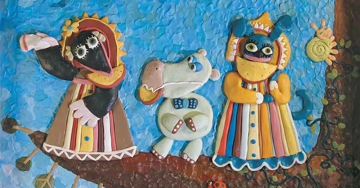 Рисунок пластилиновая ворона
