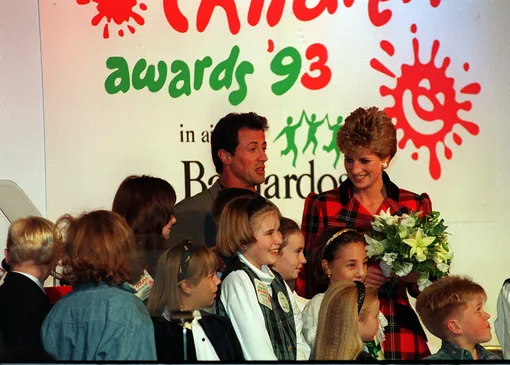 Принцесса Диана с Сильвестром Сталлоне на вручении премии Barnado's Champion Children Of The Year