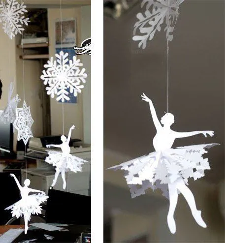 Новогодние снежинки-балеринки из бумаги