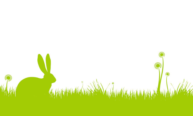 Зеленый пасхальный заяц на природе открытка
