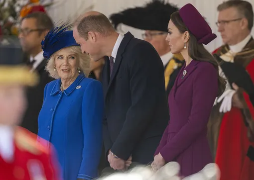 Королева-консорт Камилла, принц Уильям и Кейт Миддлтон 22 ноября 2022 года