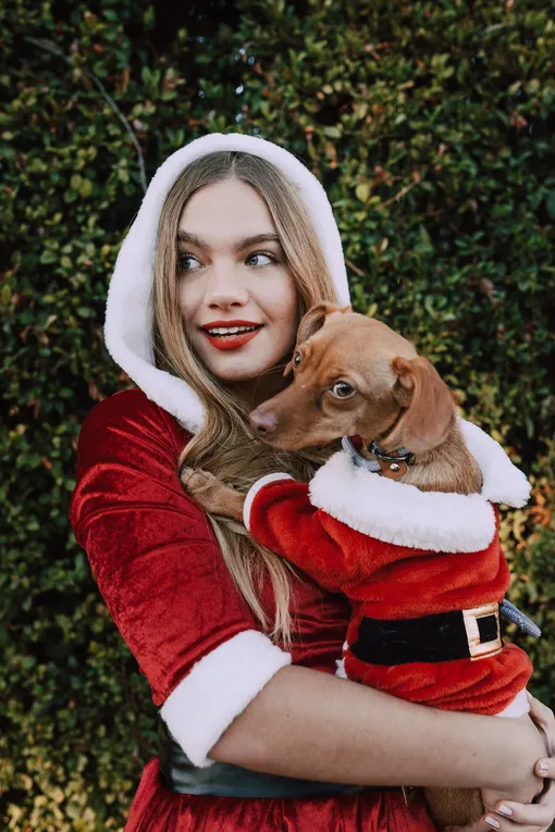 Девушка с собакой, Новый год, Рождество