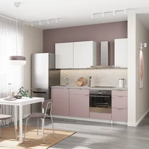 Кухонный гарнитур, кухня прямая Pragma Elinda 121 см, со столешницей, ЛДСП, пыльный розовый
