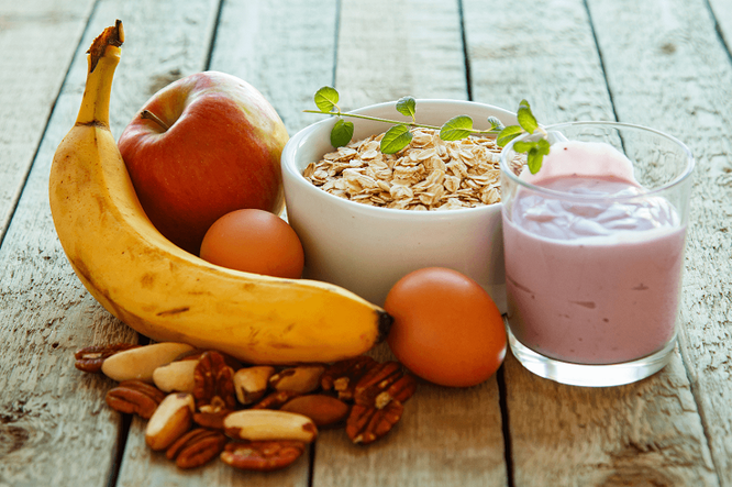 Правильное питание, фрукты, мюсли, йогурт, орехи, яйца, как сжечь 1000 калорий в домашних условиях