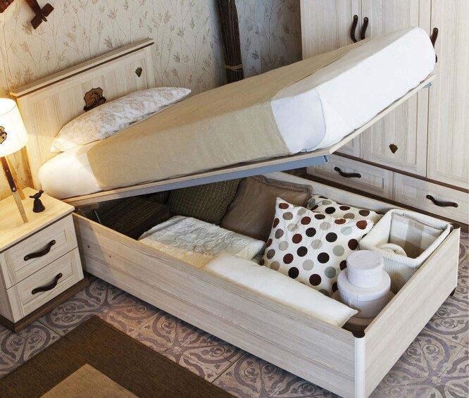 кровать, подъемная кровать, хранение вещей