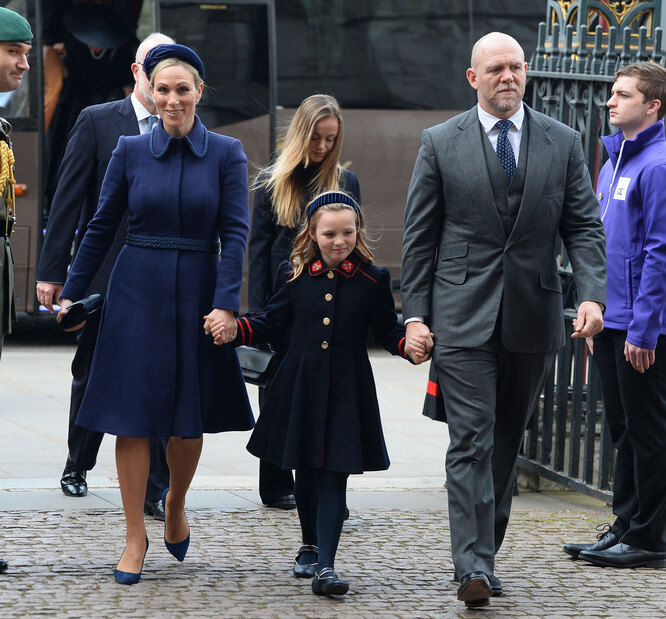 Майк и Зара Тиндалл с дочерью Мией на Национальной службе благодарения в Вестминстерском аббатстве в Лондоне
