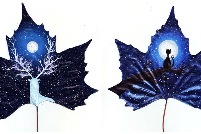 Листья вместо холста. Сказочные рисунки двух художниц из Грузии