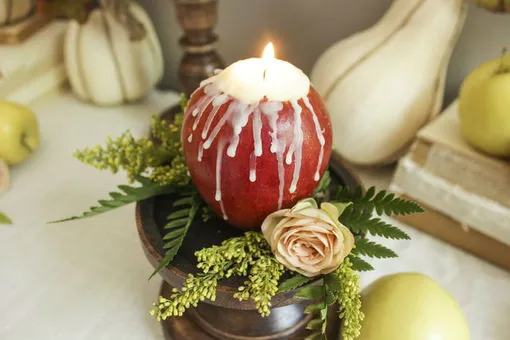 Уютный декор — яблочные свечи своими руками