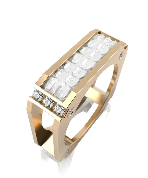 Обручальное кольцо из желтого золота с белой керамикой и фианитами, Graf Кольцов, 47 416 руб