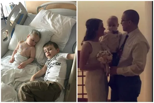 Пара сыграла свадьбу в больнице, где их сына лечат от рака