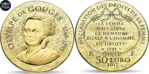 монета в 50 евро памяти Олимпии де Гуж