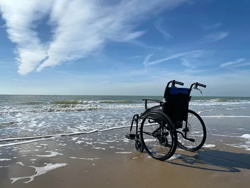 инвалидная коляска, море