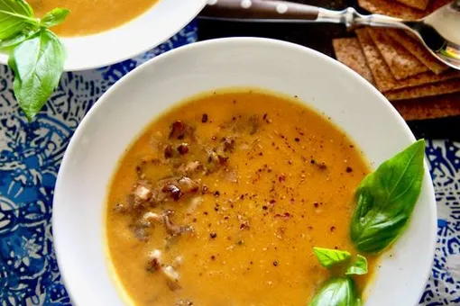 Крутой рецепт тыквенного супа с грибами. Приготовьте, не пожалеете!