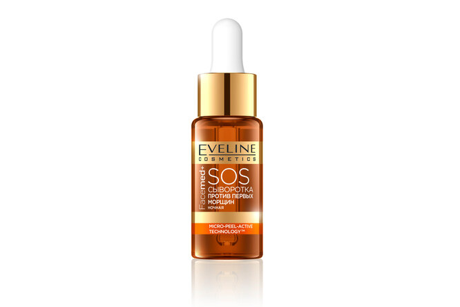Ночная SOS-сыворотка против первых морщин с витамином С, гиалуроновой кислотой Facemed +, Eveline Cosmetics