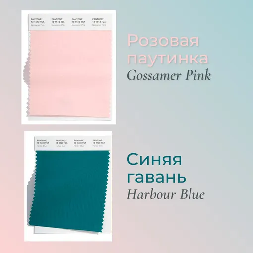 Gossamer Pink («Розовая паутинка») и Harbor Blue («Синяя гавань»)